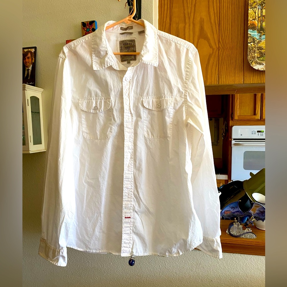 Guess White Casual Button Down Shirt